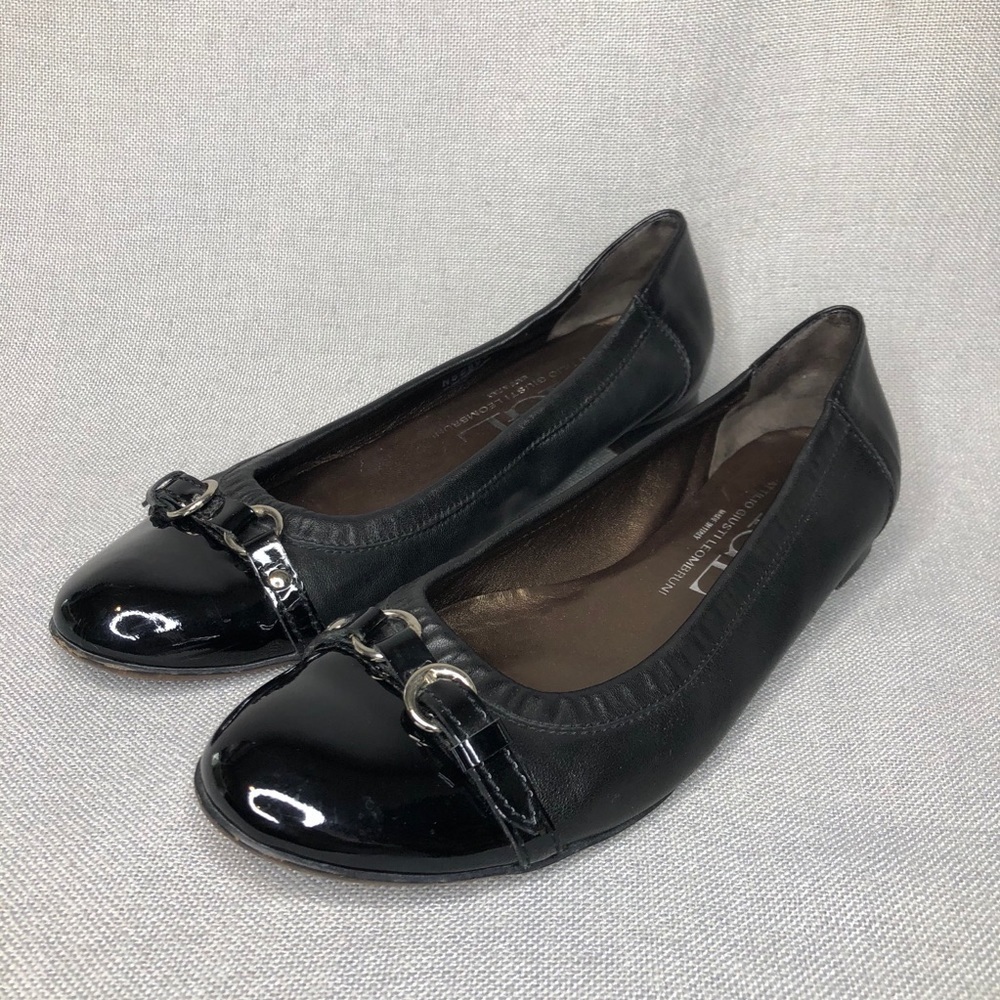 AGL Attilio Giusti Leombruni black cap toe leather ballet flats, size eu 41 - Picture 2 of 10